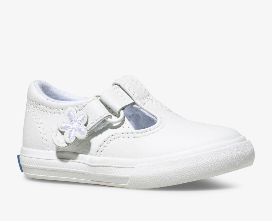 Daphne T-strap Leren Sneaker Voor Grote Kinderen Wit Keds