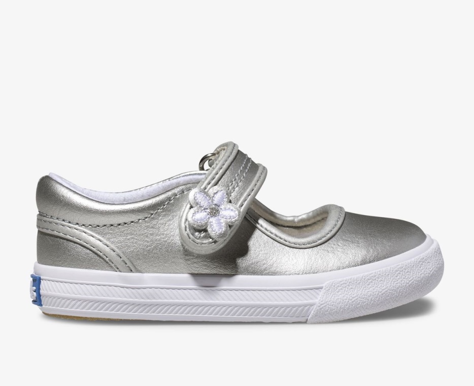 Grote Kinderen Ella Mary Jane Keds Zilver Metallic