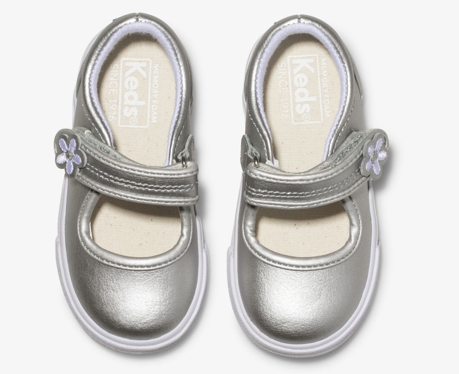 Grote Kinderen Ella Mary Jane Keds Zilver Metallic