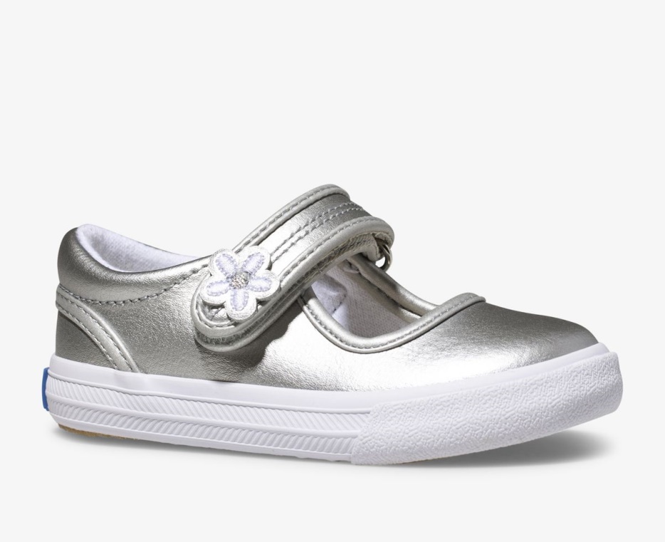 Grote Kinderen Ella Mary Jane Keds Zilver Metallic