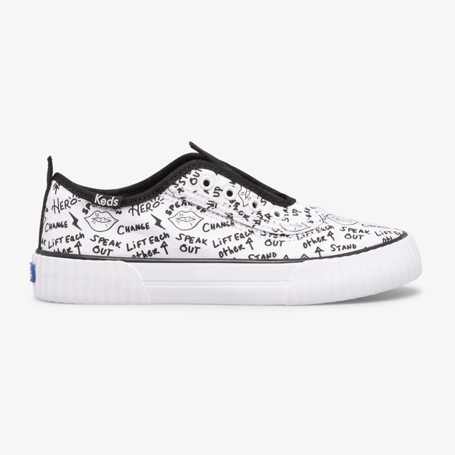 Grote Kid's Topkick Wasbare Instapper Wit/zwart Keds