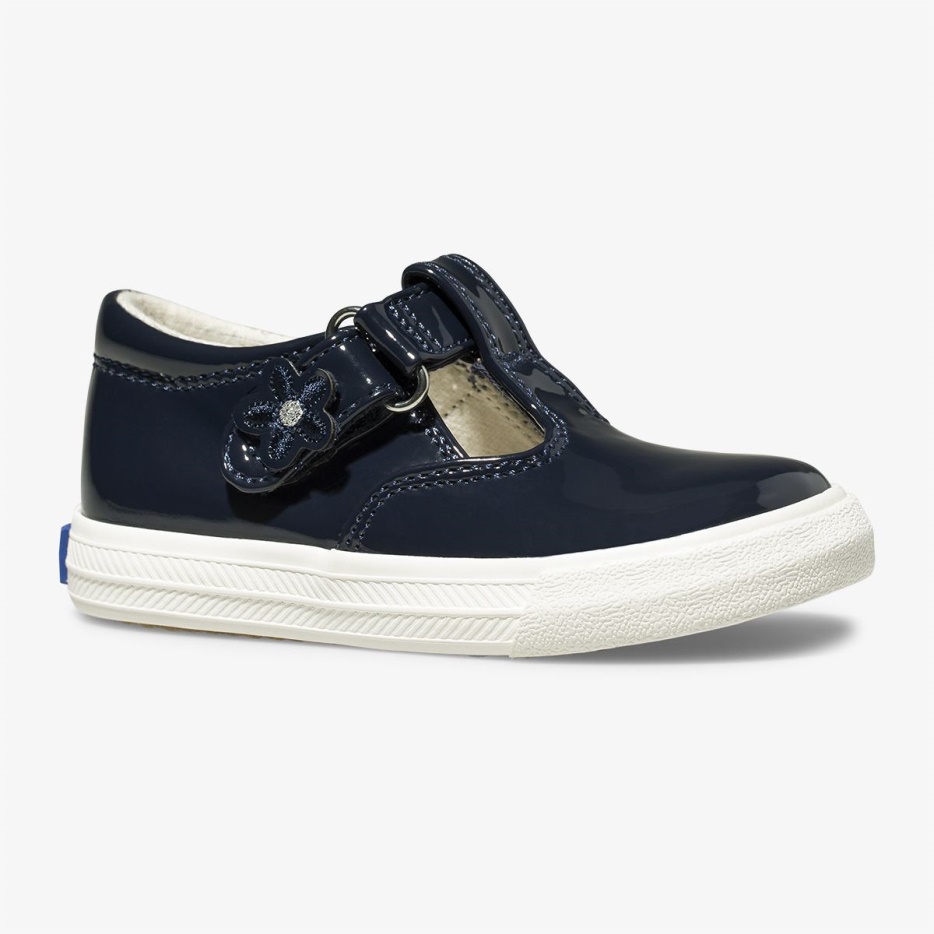 Keds Big Kid's Daphne Patent Sneaker Marineblauw
