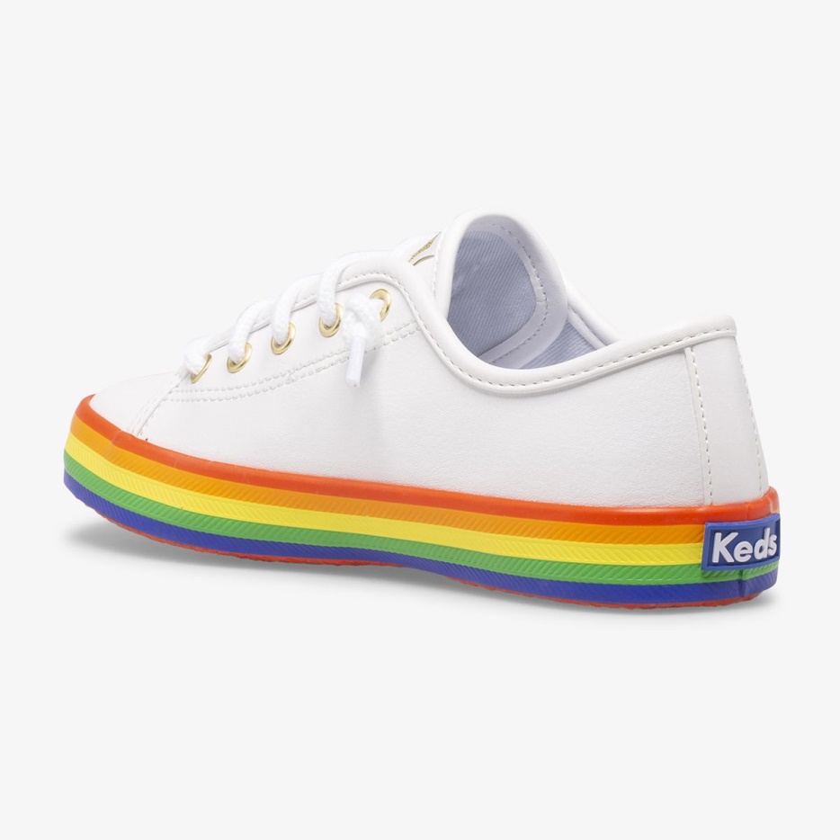 Keds Big Kid's Kickstart Leer Regenboog Wit/regenboog
