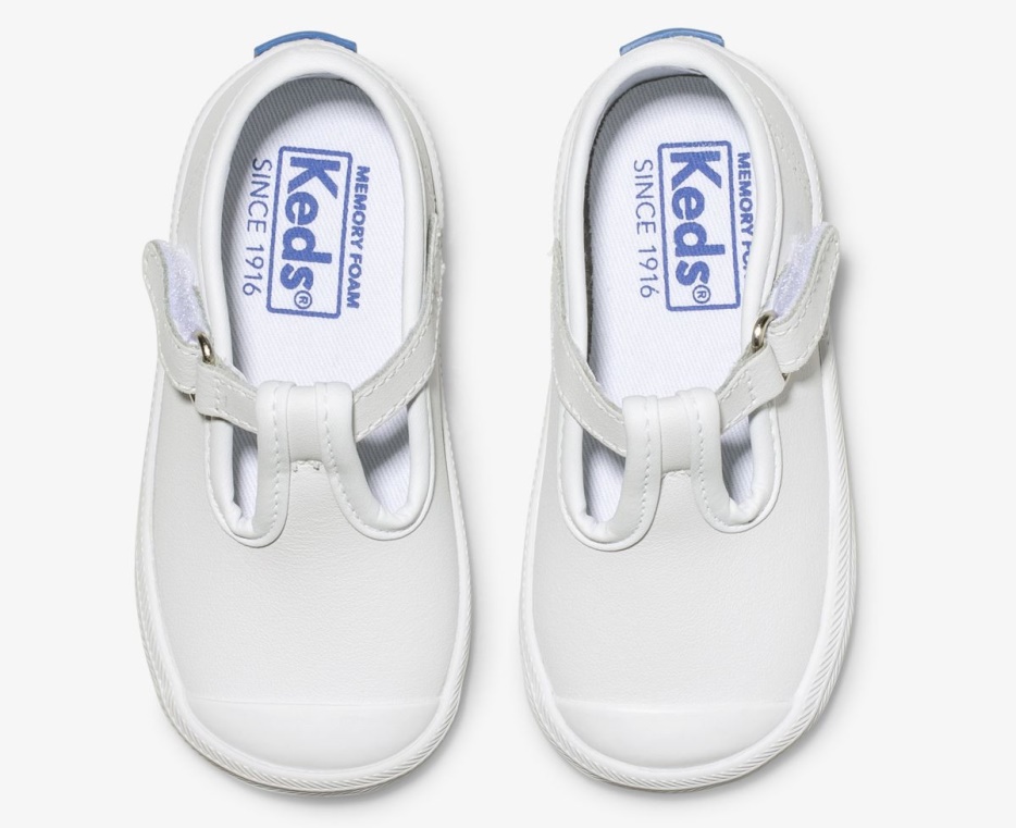 Keds Kampioensneus Voor Kleine Kinderen T-strap Wit Leer