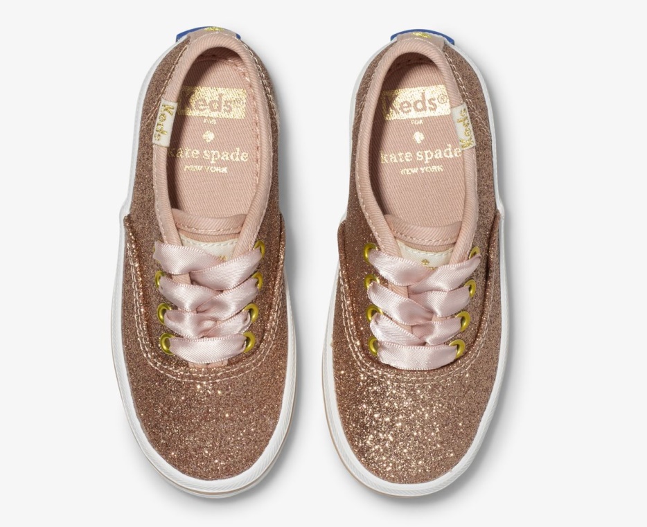 Keds Little Kid's X Kate Spade New York Champion Glitter Sneaker Rose Goud