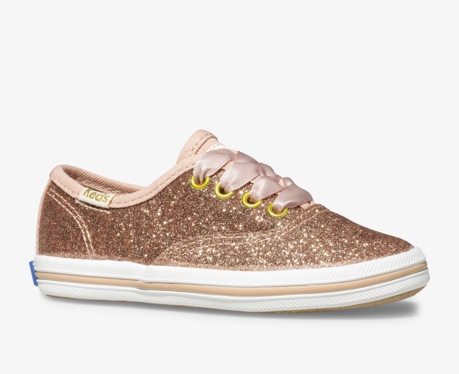 Keds Little Kid's X Kate Spade New York Champion Glitter Sneaker Rose Goud