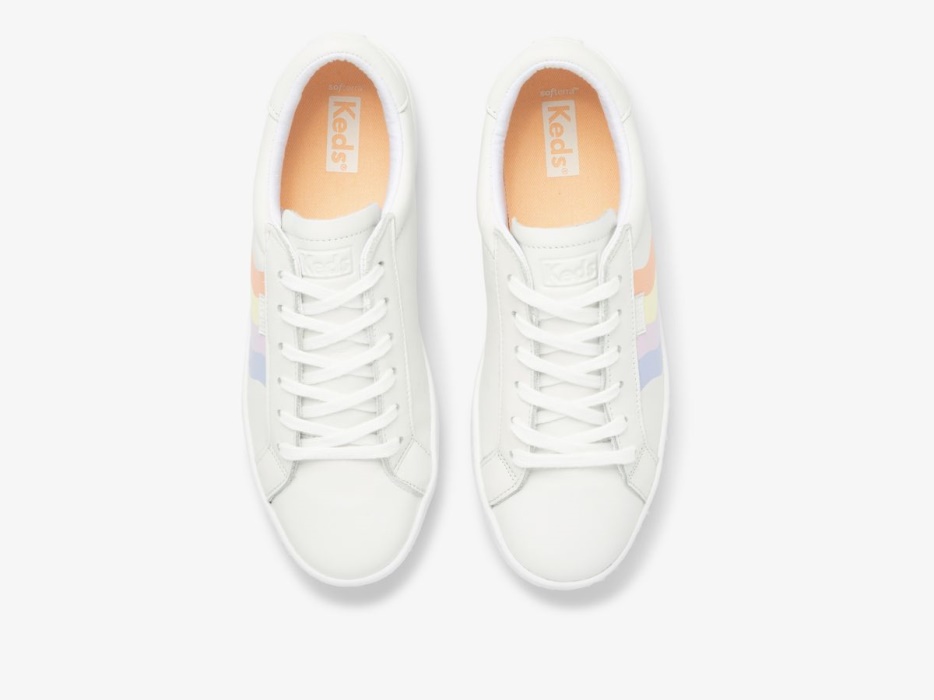 Keds Dames Ace Leer Golvende Print Wit Multi