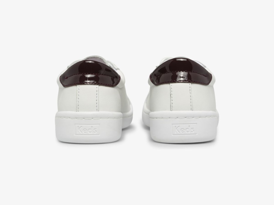 Keds Dames Ace Leer Wit Bordeaux