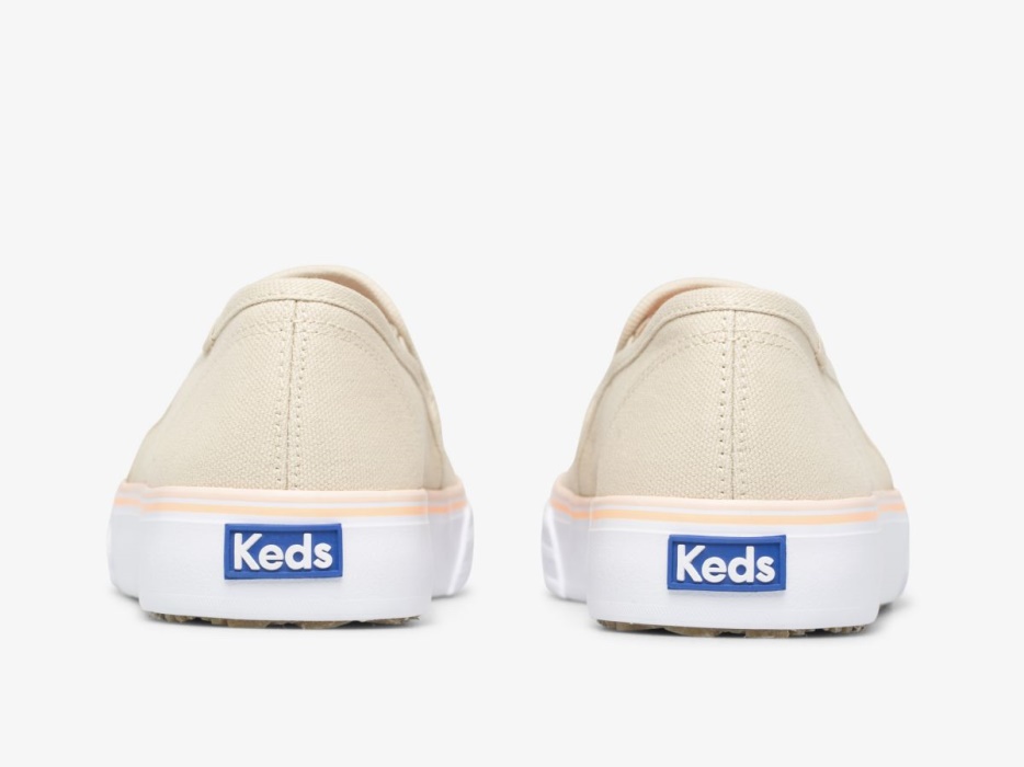 Keds Dubbeldekker Canvas Dames Wasbaar Beige