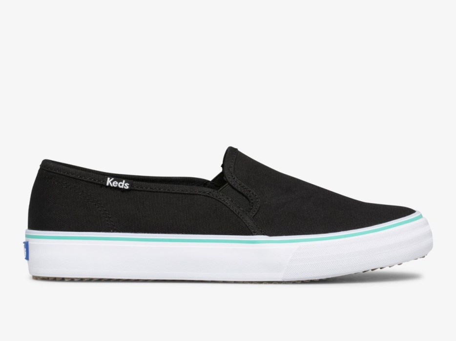 Keds Dubbeldekker Canvas Dames Wasbaar Zwart Turkoois