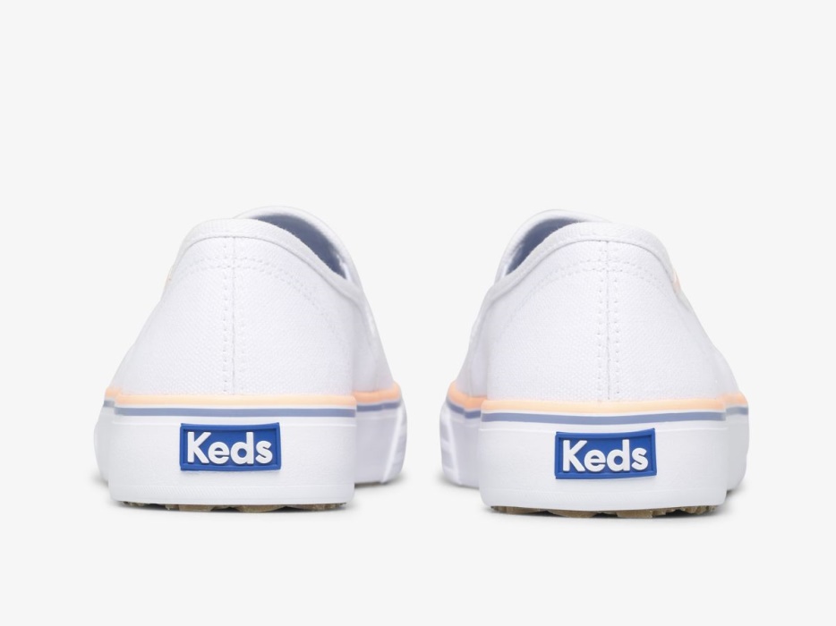 Keds Dames Dubbeldekker Canvas Wit Koraal