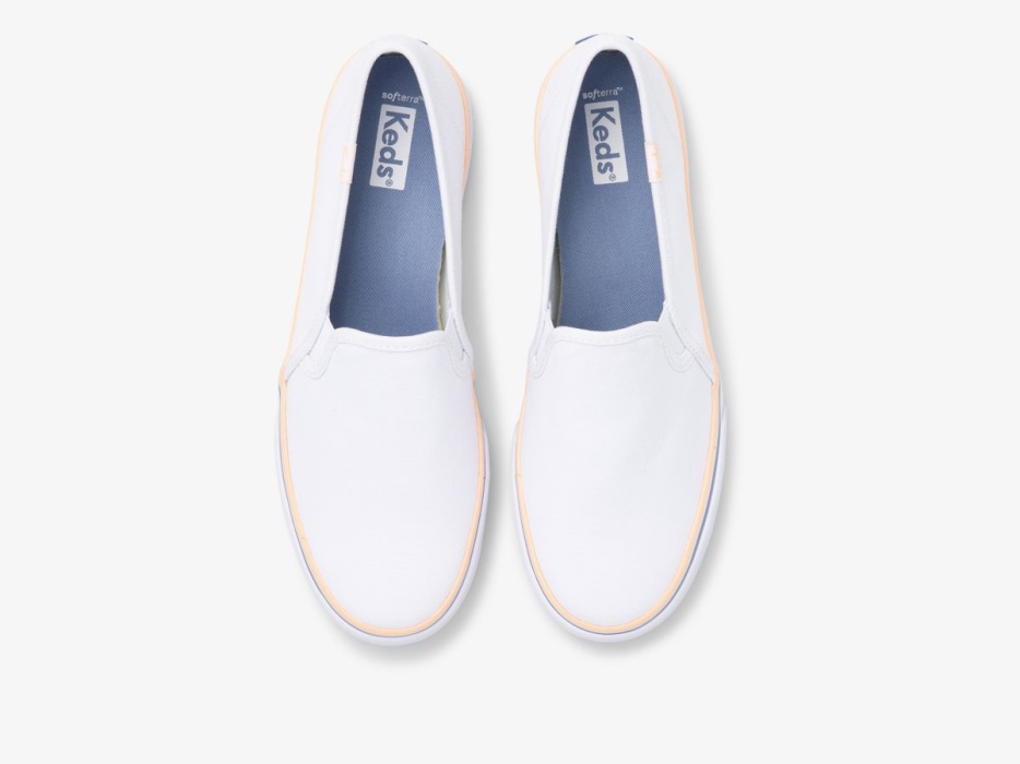 Keds Dames Dubbeldekker Canvas Wit Koraal