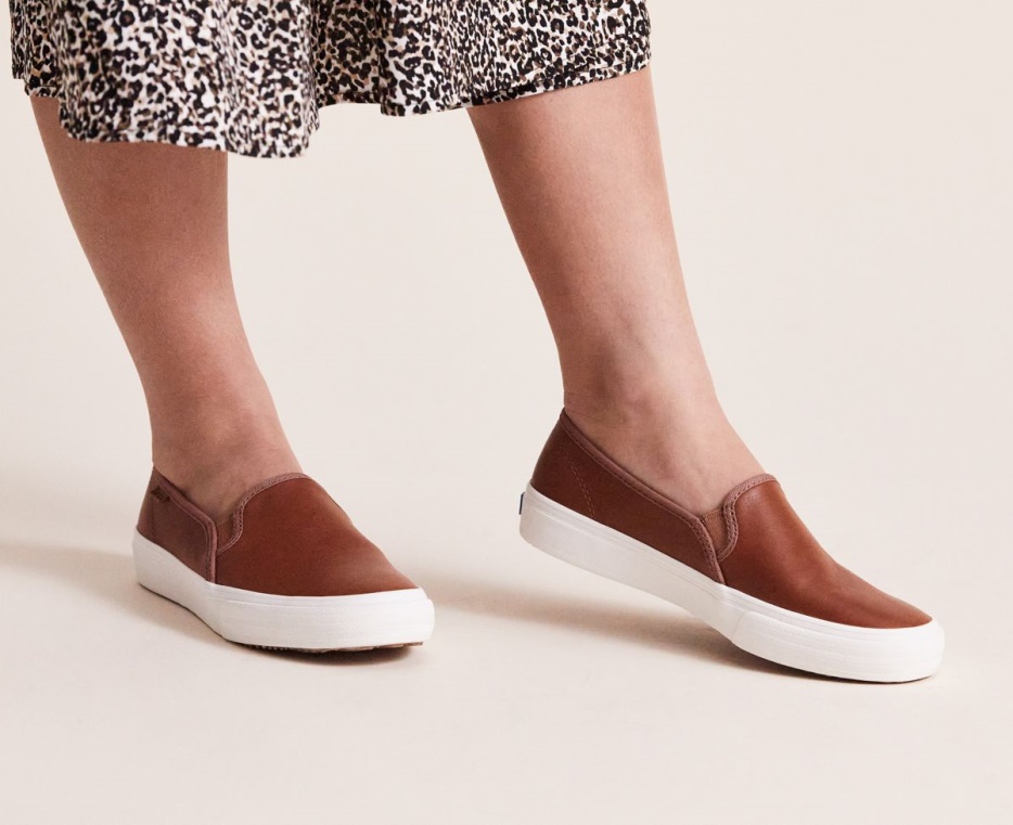 Keds Dames Dubbeldekker Leer Cognac