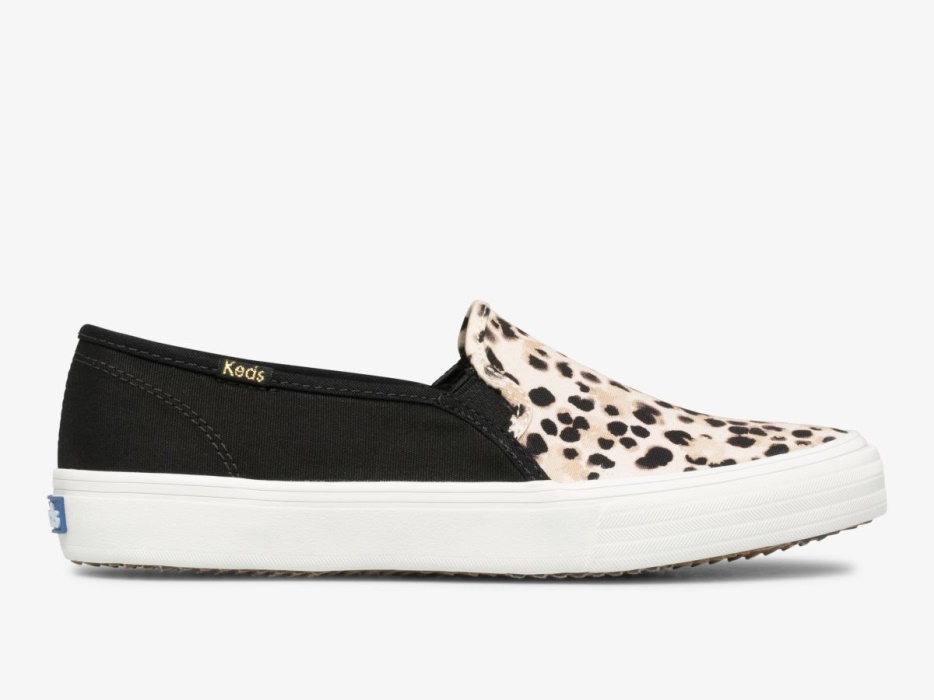 Keds Dubbeldekker Luipaard Canvas Dames Zwart