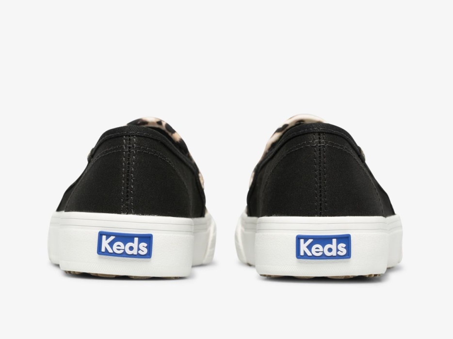 Keds Dubbeldekker Luipaard Canvas Dames Zwart