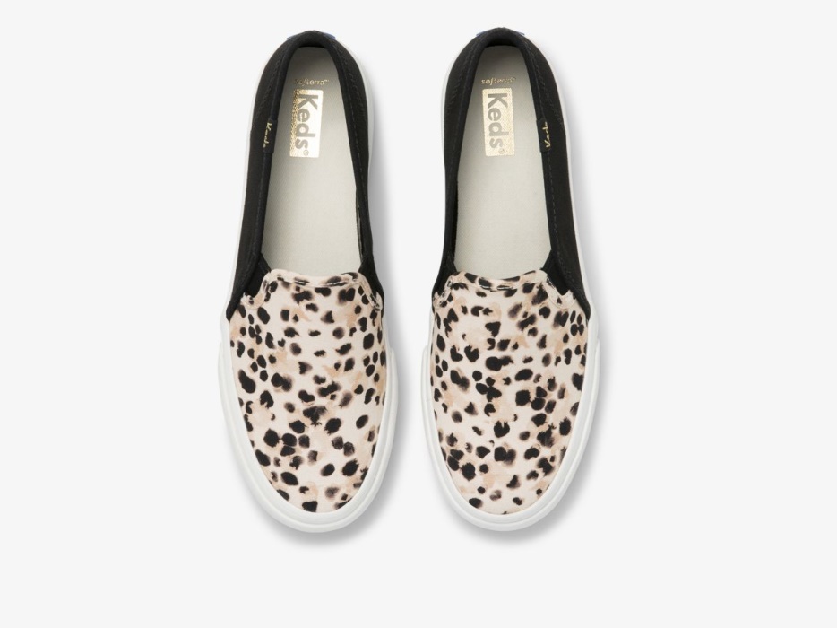 Keds Dubbeldekker Luipaard Canvas Dames Zwart