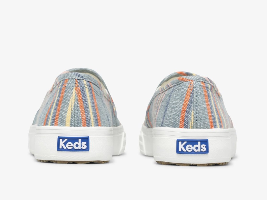 Keds Dubbeldekker Gestreepte Canvas Voor Dames Marineblauw Multi