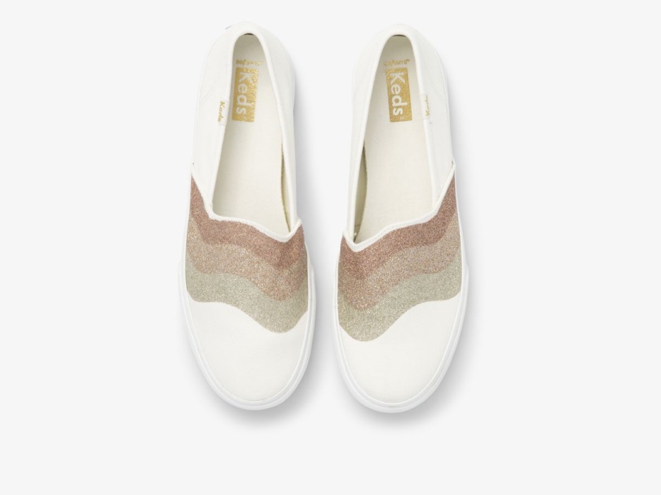 Keds Dames Dubbeldekker Wave Glitter Glitter Wit Multi