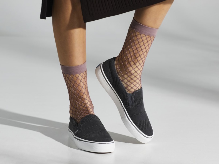 Keds Dames Jump Kick Slip Streep Chambray Houtskool