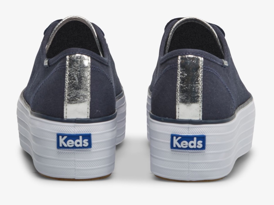 Keds Triple Up Canvas Dames Marineblauw Zilver
