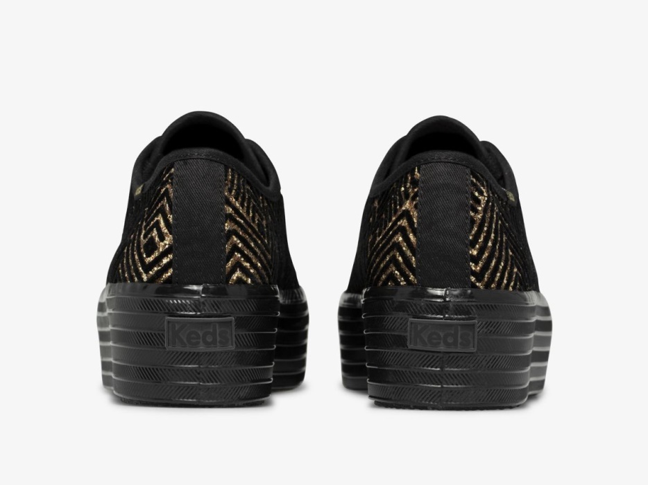 Keds Triple Up Dazzle Dames Zwart Goud