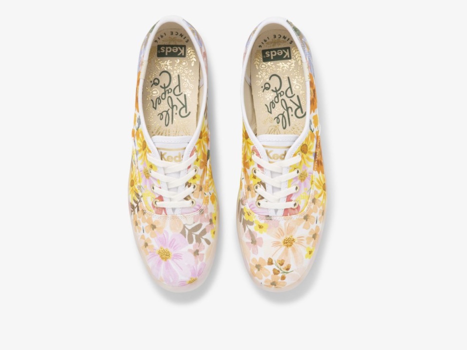 Keds Dames X Rifle Paper Co. Kampioen Marguerite Roze Geel Multi