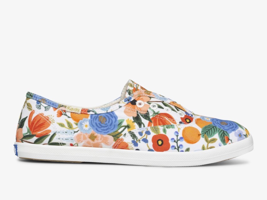 Keds Dames X Rifle Paper Co. Chillax Citrus Tuinfeest Wit Multi