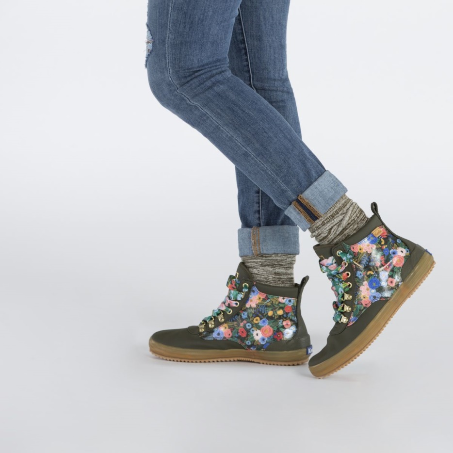 Keds Dames X Rifle Paper Co. Scout Waterafstotende Laars Tuinfeest Bosgroen