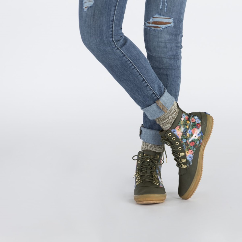 Keds Dames X Rifle Paper Co. Scout Waterafstotende Laars Tuinfeest Bosgroen