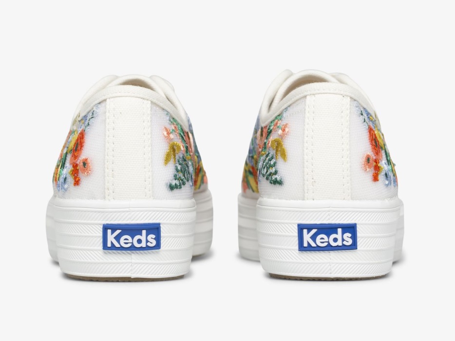 Keds Dames X Rifle Paper Co. Triple Kick Citrus Tuinfeest Wit