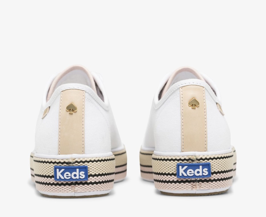 Keds Dames X Kate Spade New York Triple Kick Woven Stripe Foxing Wit Roze