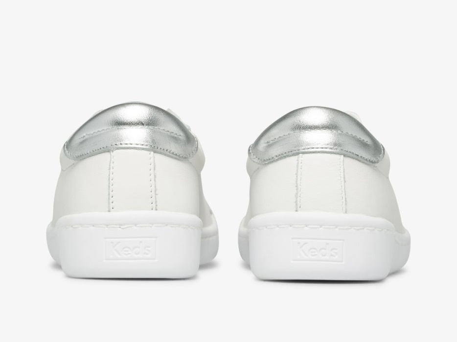 Aasleer Dames Keds Wit Zilver