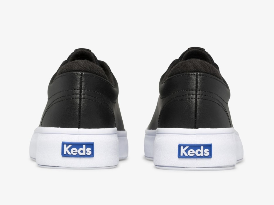 Dames Alley Leer Keds Zwart