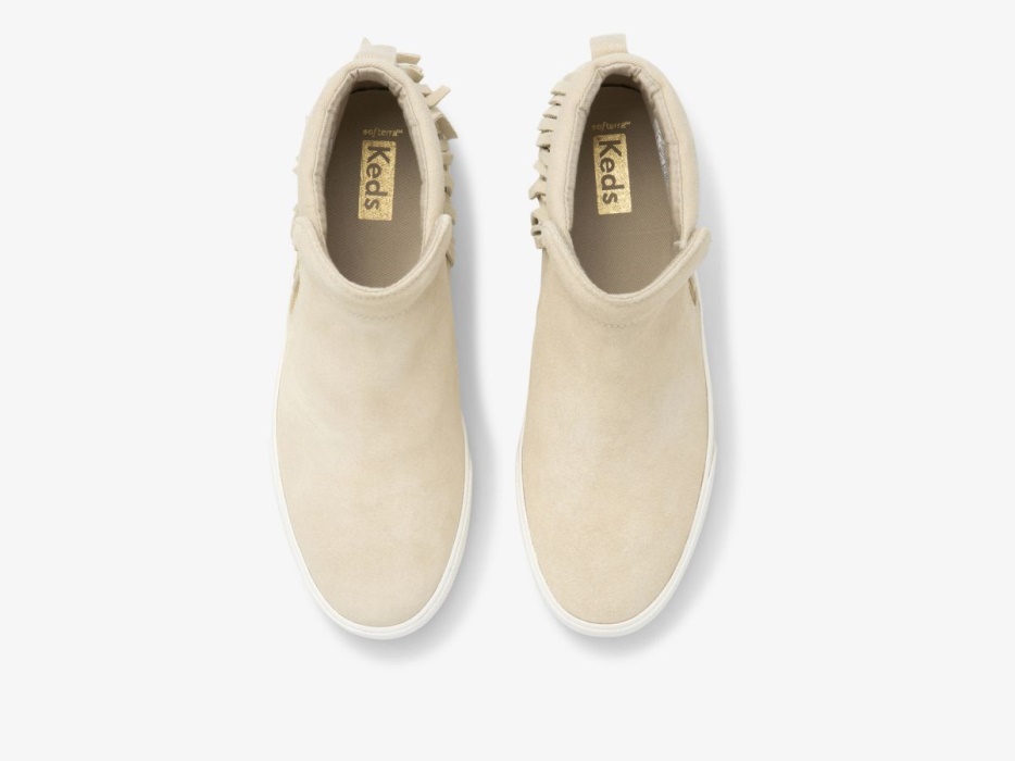 Cooper Suède Suède Keds Sand Met Rits En Franjes