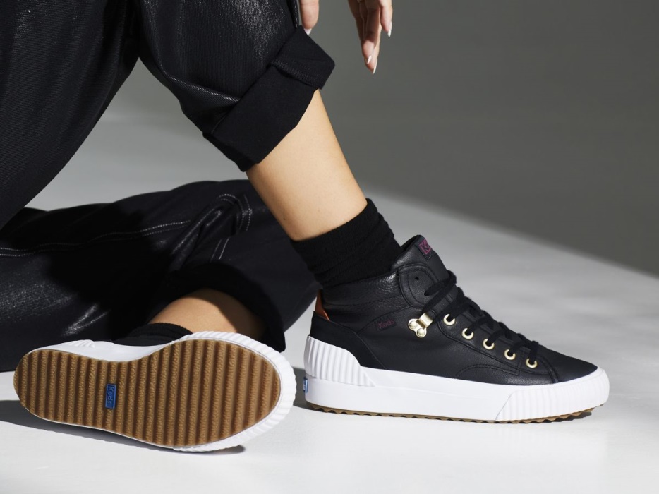 Dames Demi Mid Trx Leer Zwart Keds