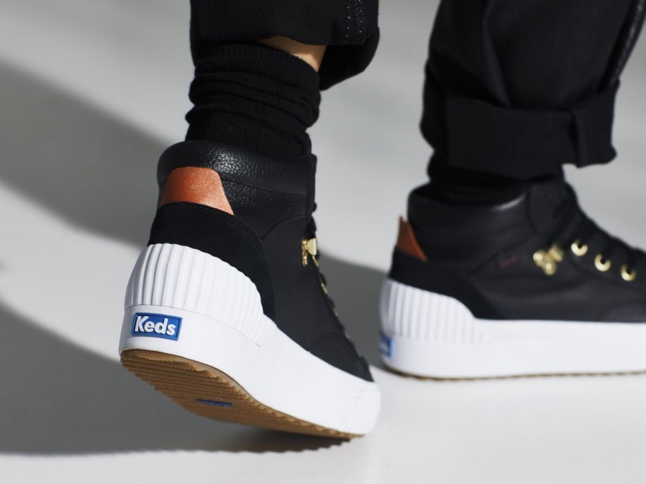 Dames Demi Mid Trx Leer Zwart Keds