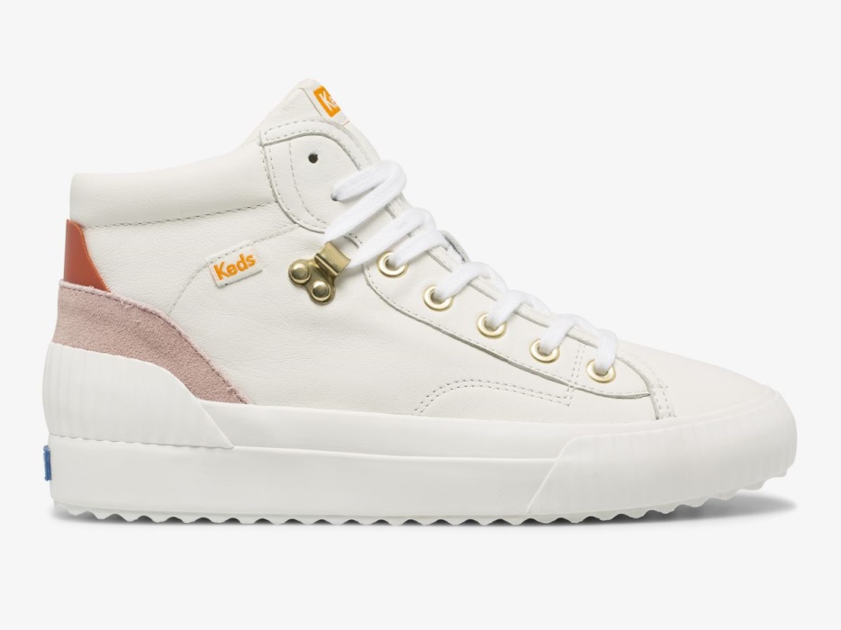 Dames Demi Mid Trx Leer Keds Wit