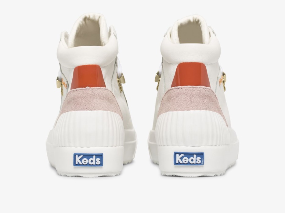 Dames Demi Mid Trx Leer Keds Wit