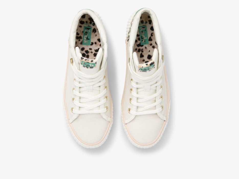 Dames Demi Trx Mid Lederen Crème Luipaard Keds