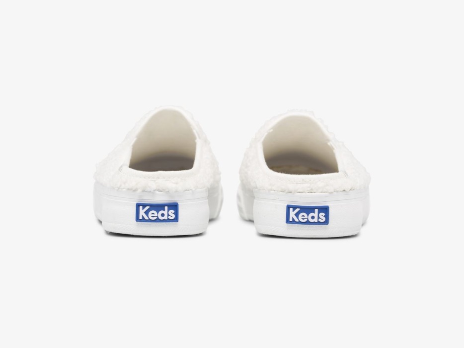 Dubbeldekker Muiltje Faux Shearling Keds Crème Voor Dames