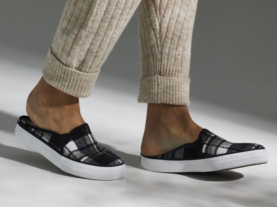 Dubbeldekker Mule Plaid Voor Dames Keds Grijs