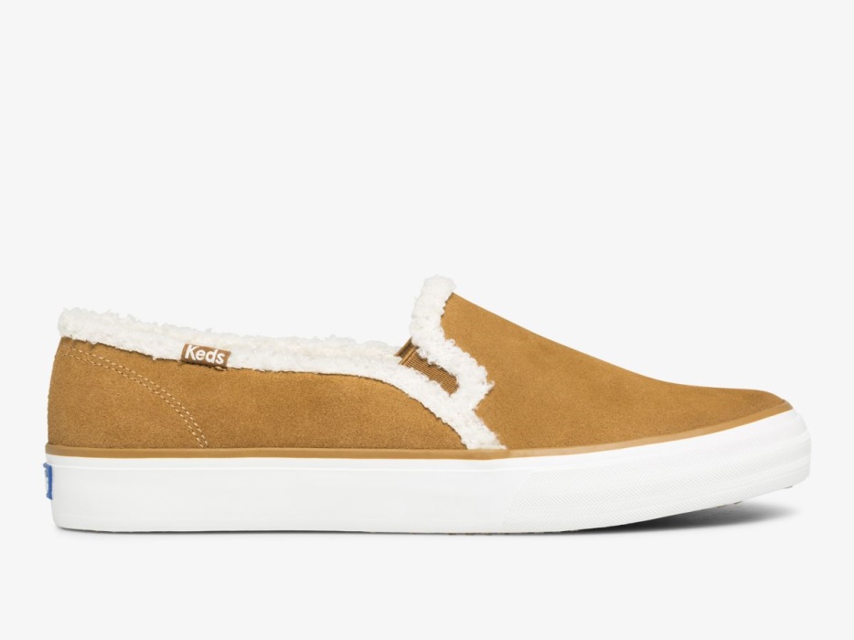 Dames Dubbeldekker Suède Faux Shearling Bruin Keds
