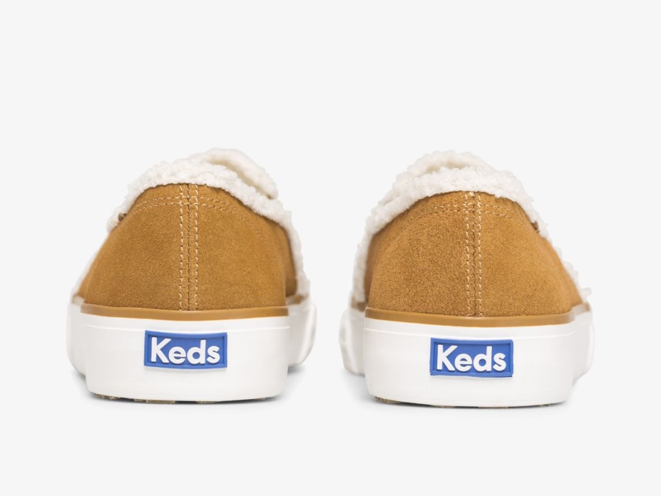 Dames Dubbeldekker Suède Faux Shearling Bruin Keds