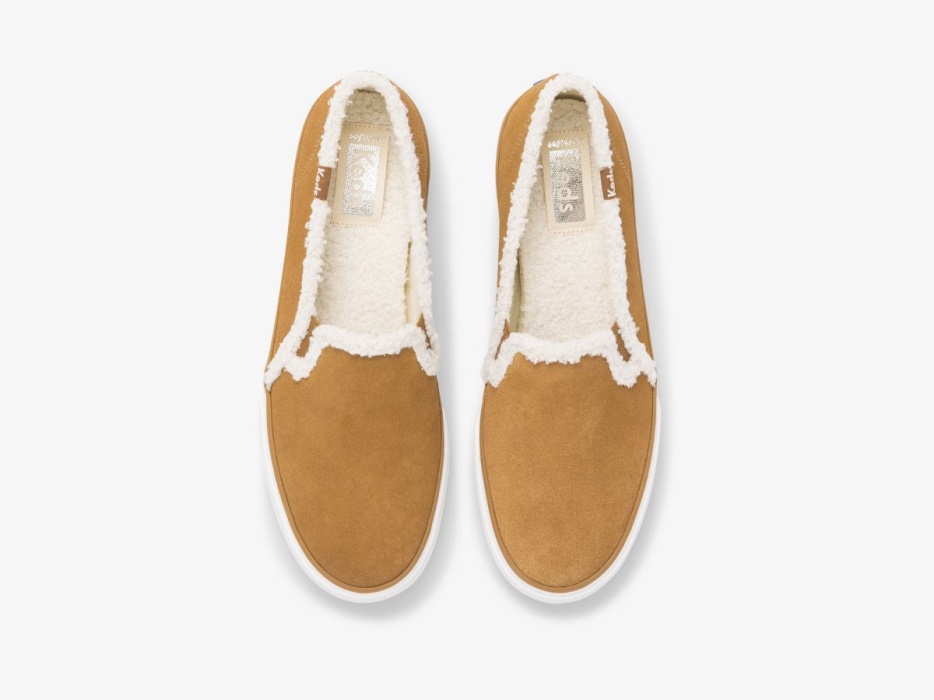 Dames Dubbeldekker Suède Faux Shearling Bruin Keds