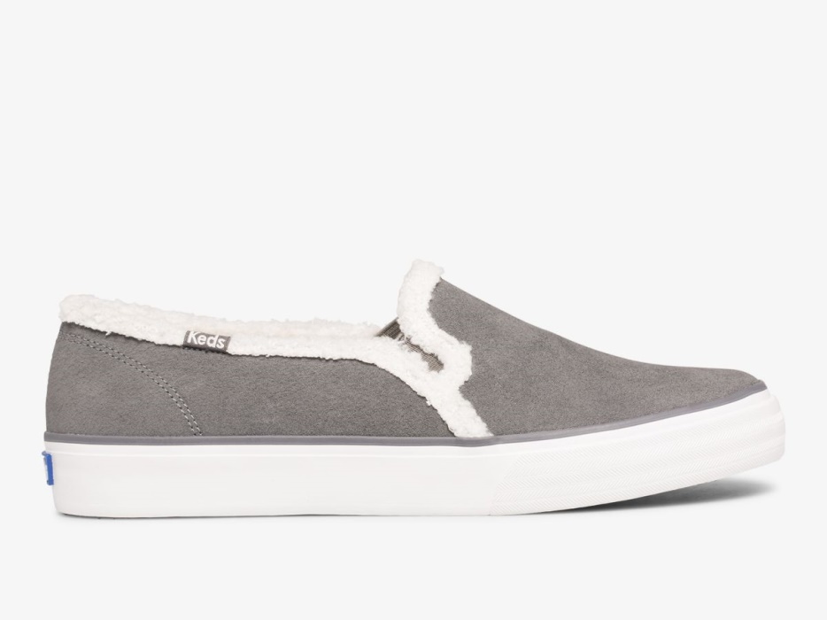 Dames Dubbeldekker Suède Faux Shearling Keds Smoke
