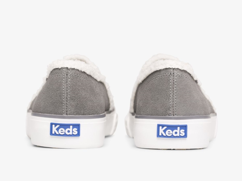 Dames Dubbeldekker Suède Faux Shearling Keds Smoke