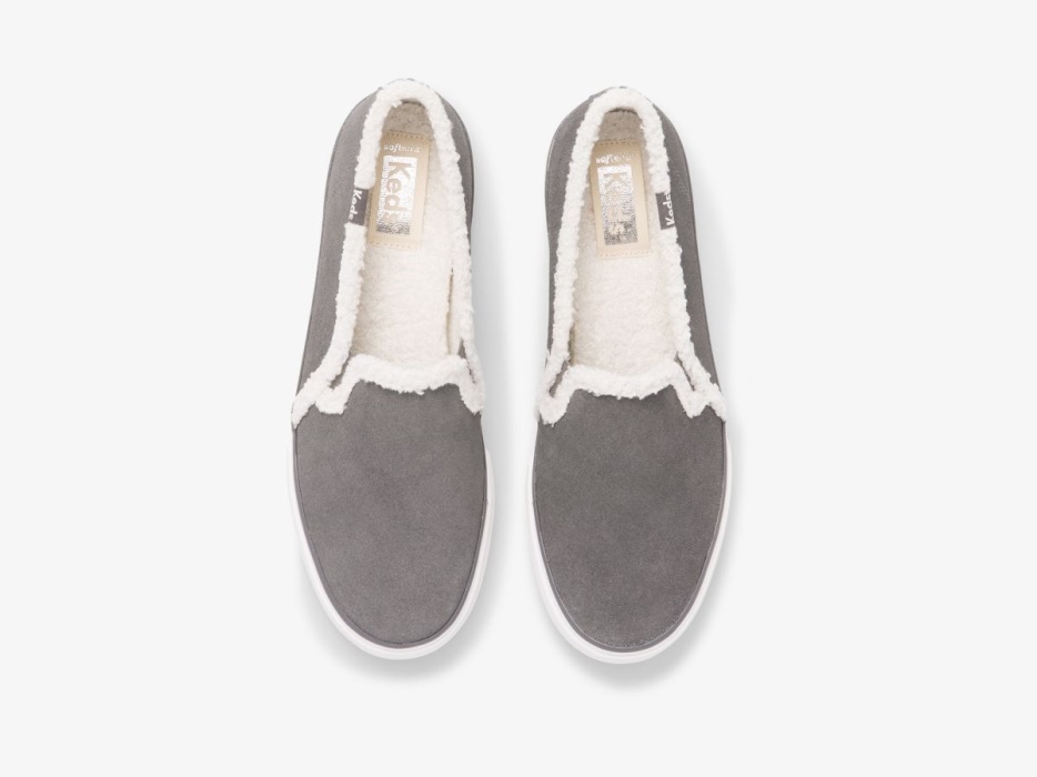Dames Dubbeldekker Suède Faux Shearling Keds Smoke