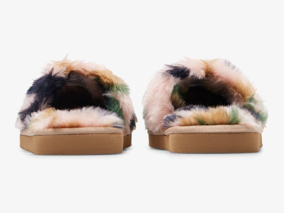 Fuzzy Slipper Voor Dames Groen Camo Keds