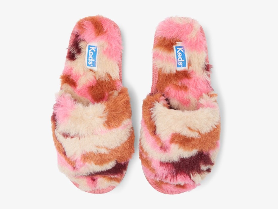 Fuzzy Slipper Dames Keds Roze Camo