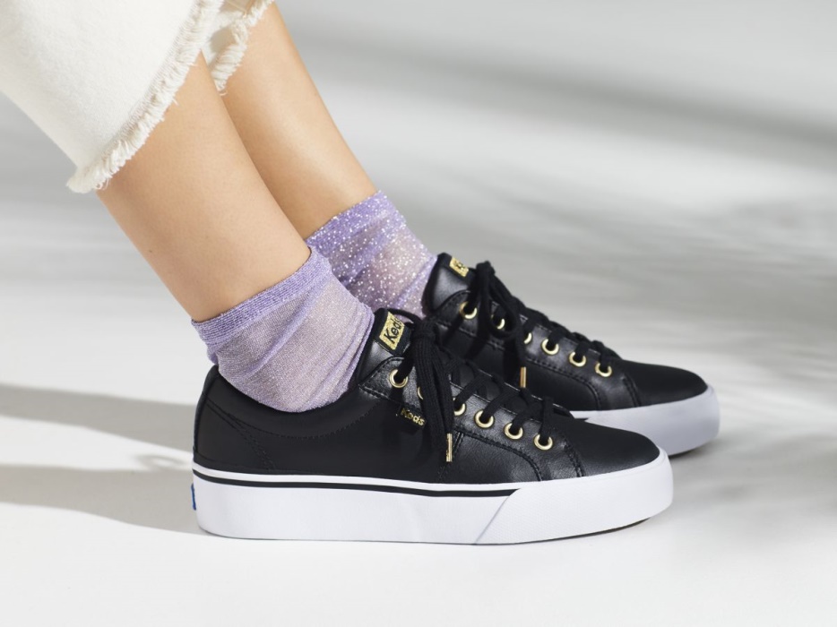 Dames Jump Kick Duo Leer Zwart Keds